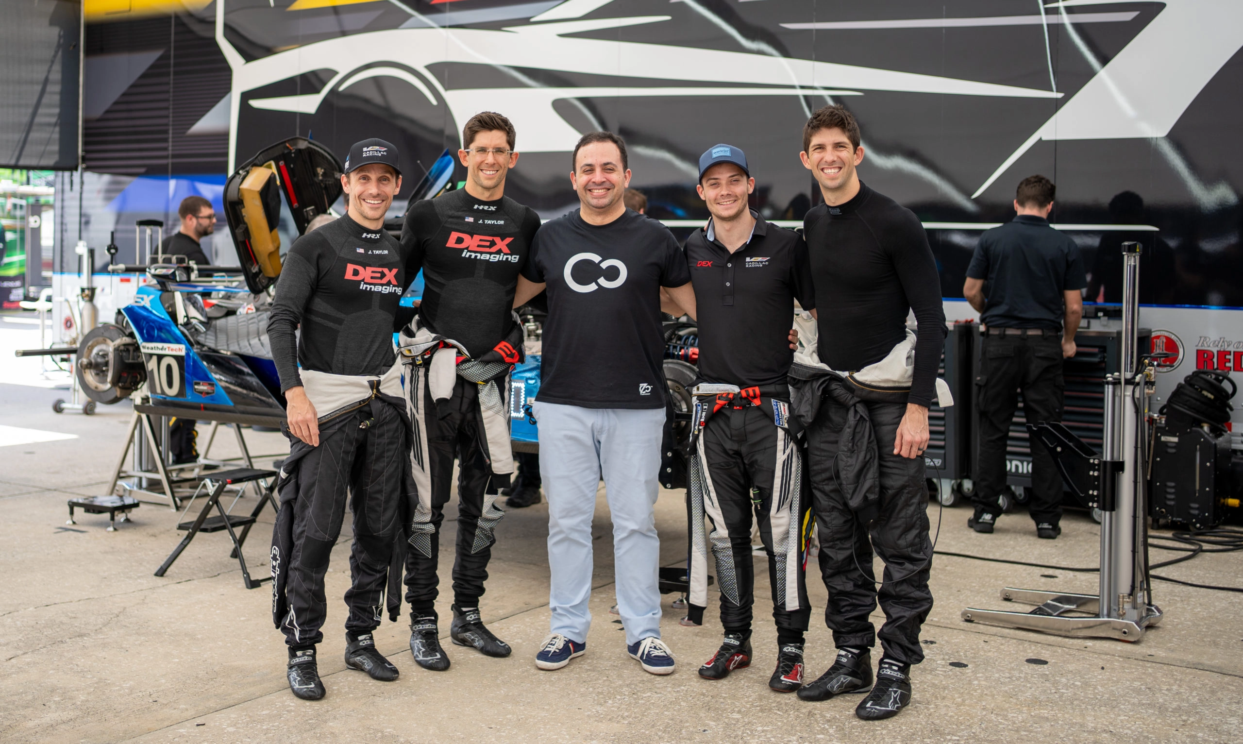 Wearin’s Product Manager with the Cadillac Wayne Taylor Racing team, from left to right: Filipe Albuquerque, Jordan Taylor, Márcio Nóbrega, Louis Delétraz, Ricky Taylor